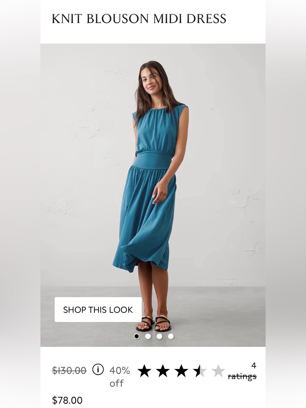 BR Knit Blouson Midi Dress, NWT, L